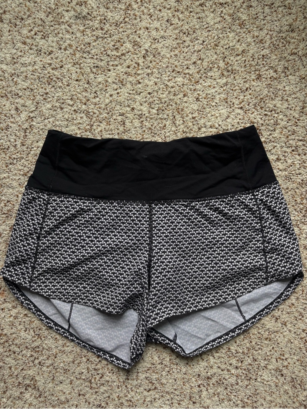 lululemon athletica Black & White Printed Women's Athletic Shorts